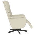 VidaXL Rozkładany fotel masujący z podnóżkiem, kremowy, sztuczna skóra
