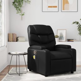 VidaXL Rozkładany fotel masujący, czarny, sztuczna skóra
