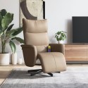 VidaXL Rozkładany fotel masujący z podnóżkiem, cappuccino, ekoskóra