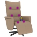 VidaXL Rozkładany fotel masujący z podnóżkiem, cappuccino, ekoskóra