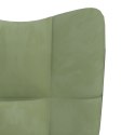 VidaXL Fotel z podnóżkiem, jasnozielony, obity aksamitem