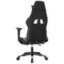 VidaXL Fotel gamingowy z podnóżkiem, czarno-biały, sztuczna skóra