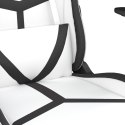 VidaXL Masujący fotel gamingowy z podnóżkiem, biało-czarny