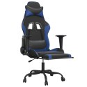 VidaXL Fotel gamingowy z podnóżkiem, czarno-niebieski, sztuczna skóra