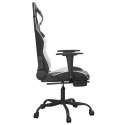 VidaXL Masujący fotel gamingowy z podnóżkiem, czarno-biały