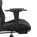 VidaXL Fotel gamingowy z podnóżkiem, czarno-szary, sztuczna skóra