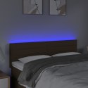 VidaXL Zagłówek do łóżka z LED, ciemnobrązowy, 144x5x78/88 cm, tkanina