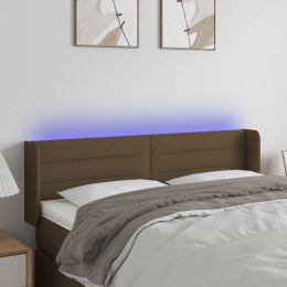 VidaXL Zagłówek do łóżka z LED, ciemnobrązowy, 147x16x78/88cm, tkanina