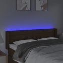 VidaXL Zagłówek do łóżka z LED, ciemnobrązowy, 147x16x78/88cm, tkanina