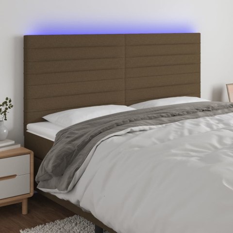 VidaXL Zagłówek do łóżka z LED ciemnobrązowy 160x5x118/128 cm tkanina