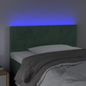 VidaXL Zagłówek do łóżka z LED, ciemnozielony, 90x5x78/88 cm, aksamit