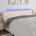 VidaXL Zagłówek do łóżka z LED, kremowy, 183x16x78/88 cm, tkanina