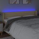 VidaXL Zagłówek do łóżka z LED, kremowy, 183x16x78/88 cm, tkanina