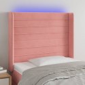 VidaXL Zagłówek do łóżka z LED, różowy, 83x16x118/128 cm, aksamit