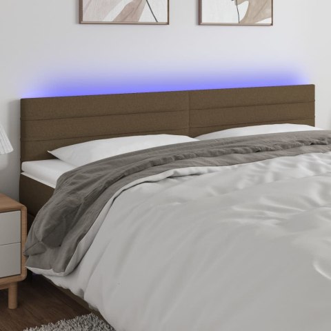 VidaXL Zagłówek do łóżka z LED, ciemnobrązowy, 160x5x78/88 cm, tkanina