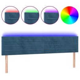 VidaXL Zagłówek do łóżka z LED, ciemnoniebieski 160x5x78/88cm, aksamit