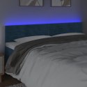 VidaXL Zagłówek do łóżka z LED, ciemnoniebieski 160x5x78/88cm, aksamit