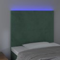 VidaXL Zagłówek do łóżka z LED, ciemnozielony, 100x5x118/128 cm