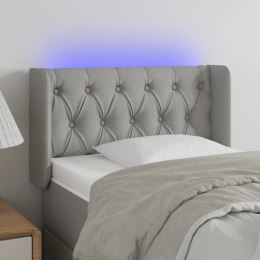 VidaXL Zagłówek do łóżka z LED, jasnoszary, 83x16x78/88 cm, tkanina