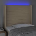 VidaXL Zagłówek do łóżka z LED, kremowy, 93x16x118/128 cm, tkanina