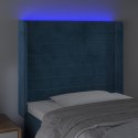 VidaXL Zagłówek do łóżka z LED ciemnoniebieski 83x16x118/128cm tkanina