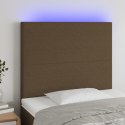 VidaXL Zagłówek do łóżka z LED ciemnobrązowy, 90x5x118/128 cm tkanina