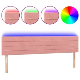 VidaXL Zagłówek do łóżka z LED, różowy, 160x5x78/88 cm, aksamit