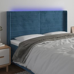 VidaXL Zagłówek do łóżka z LED ciemnoniebieski, 203x16x118/128 cm