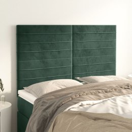 VidaXL Zagłówki do łóżka, 4 szt, ciemnozielone, 72x5x78/88 cm, aksamit