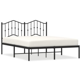 VidaXL Metalowa rama łóżka z wezgłowiem czarna, 140x200 cm