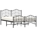 VidaXL Metalowa rama łóżka z wezgłowiem i zanóżkiem, czarna, 150x200cm