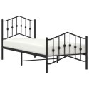 VidaXL Metalowa rama łóżka z wezgłowiem i zanóżkiem, czarna, 90x190 cm