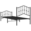 VidaXL Metalowa rama łóżka z wezgłowiem i zanóżkiem, czarna, 90x190 cm