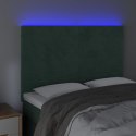 VidaXL Zagłówek do łóżka z LED, ciemnozielony, 144x5x118/128 cm