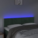 VidaXL Zagłówek do łóżka z LED, ciemnozielony, 144x5x78/88 cm, aksamit