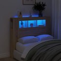 VidaXL Wezgłowie łóżka z LED, dąb sonoma, 120x18,5x103,5 cm