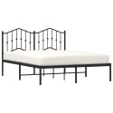 VidaXL Metalowa rama łóżka z wezgłowiem, czarna, 135x190 cm