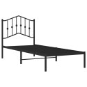 VidaXL Metalowa rama łóżka z wezgłowiem, czarna, 90x190 cm