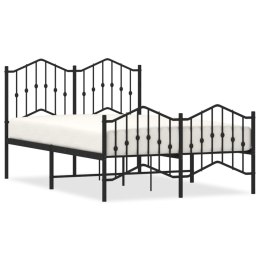 VidaXL Metalowa rama łóżka z wezgłowiem i zanóżkiem, czarna, 120x200cm