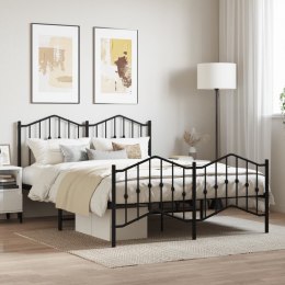 VidaXL Metalowa rama łóżka z wezgłowiem i zanóżkiem, czarna, 140x190cm