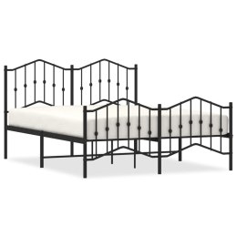 VidaXL Metalowa rama łóżka z wezgłowiem i zanóżkiem, czarna, 140x190cm