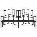 VidaXL Metalowa rama łóżka z wezgłowiem i zanóżkiem, czarna, 180x200cm