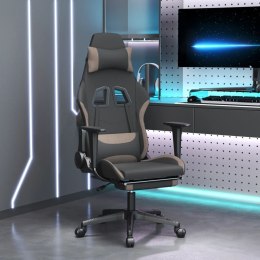 VidaXL Obrotowy fotel gamingowy z podnóżkiem, czarny i taupe, tkanina