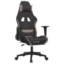 VidaXL Obrotowy fotel gamingowy z podnóżkiem, czarny i taupe, tkanina