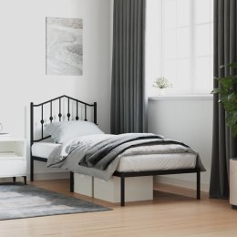 VidaXL Metalowa rama łóżka z wezgłowiem, czarna, 80x200 cm