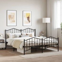 VidaXL Metalowa rama łóżka z wezgłowiem i zanóżkiem, czarna, 160x200cm