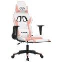 VidaXL Fotel gamingowy z podnóżkiem, biało-różowy, sztuczna skóra