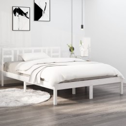 VidaXL Rama łóżka, biała, lite drewno, 140x190 cm