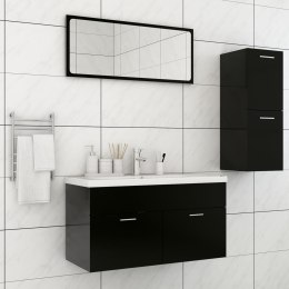 VidaXL Zestaw mebli łazienkowych, czarna, materiał drewnopochodny