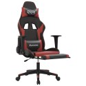 VidaXL Masujący fotel gamingowy z podnóżkiem, czarny i winna czerwień